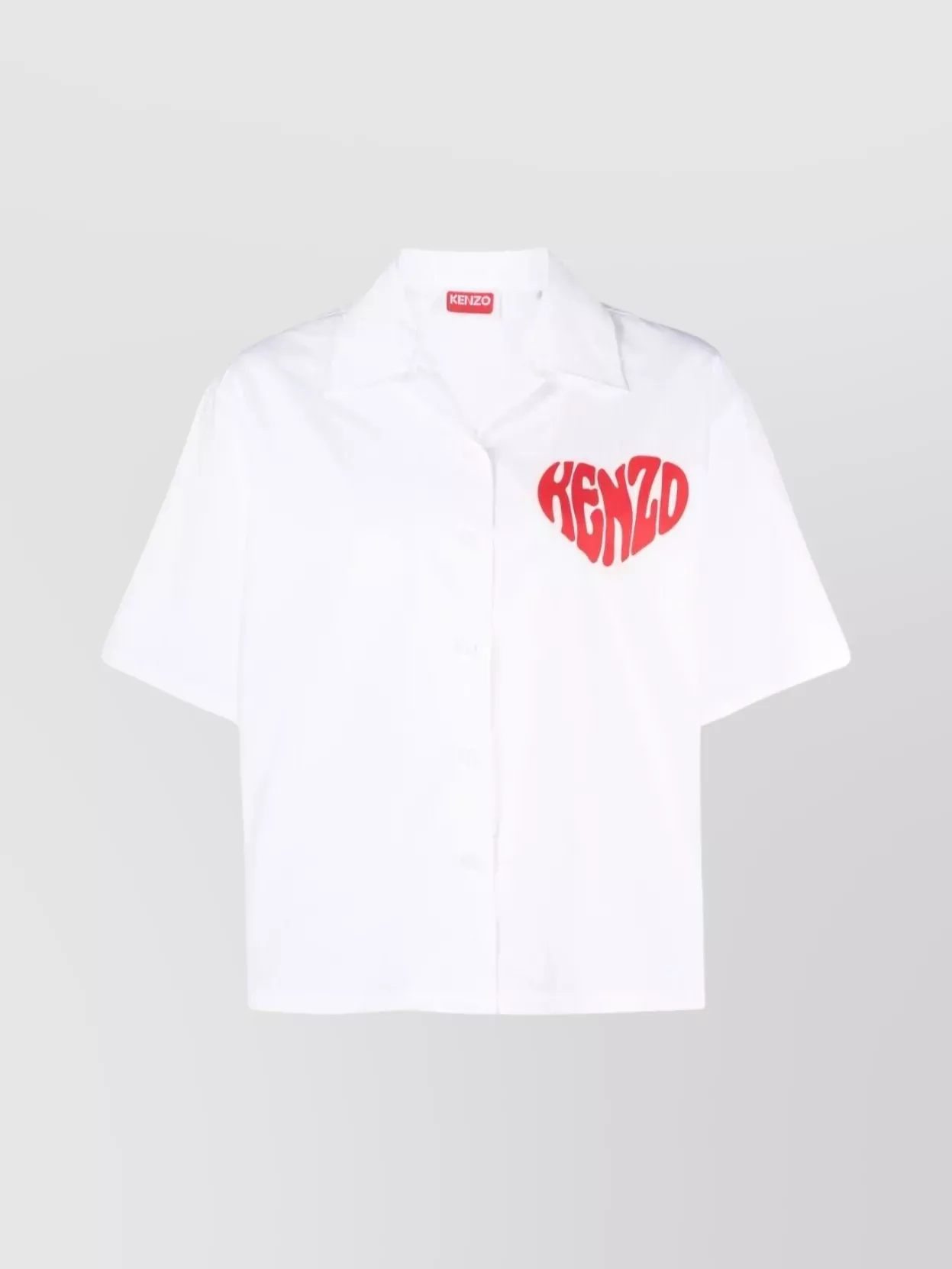 Kenzo Heart Print Collared Shirt With Lace Trim