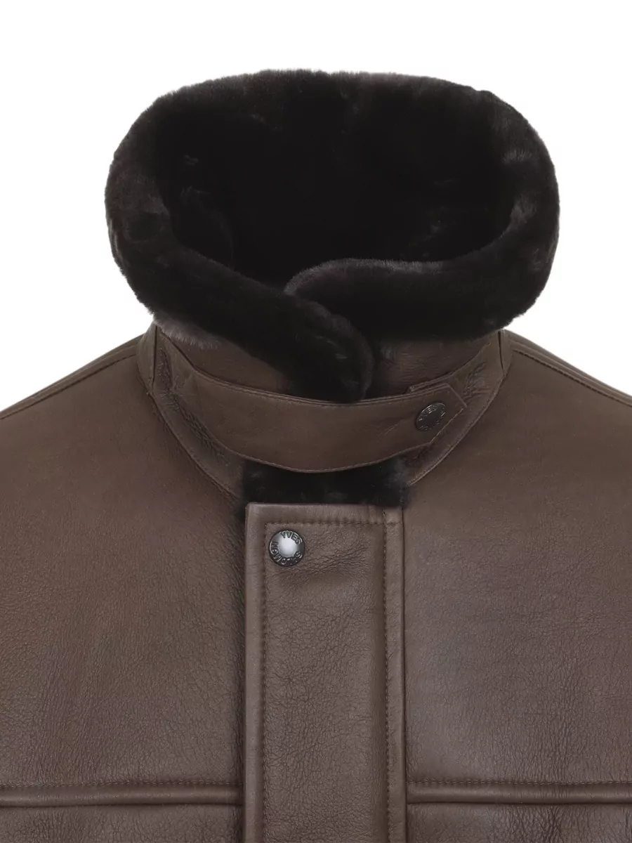 Yves Salomon Leather Shearling Collar Short Jacket