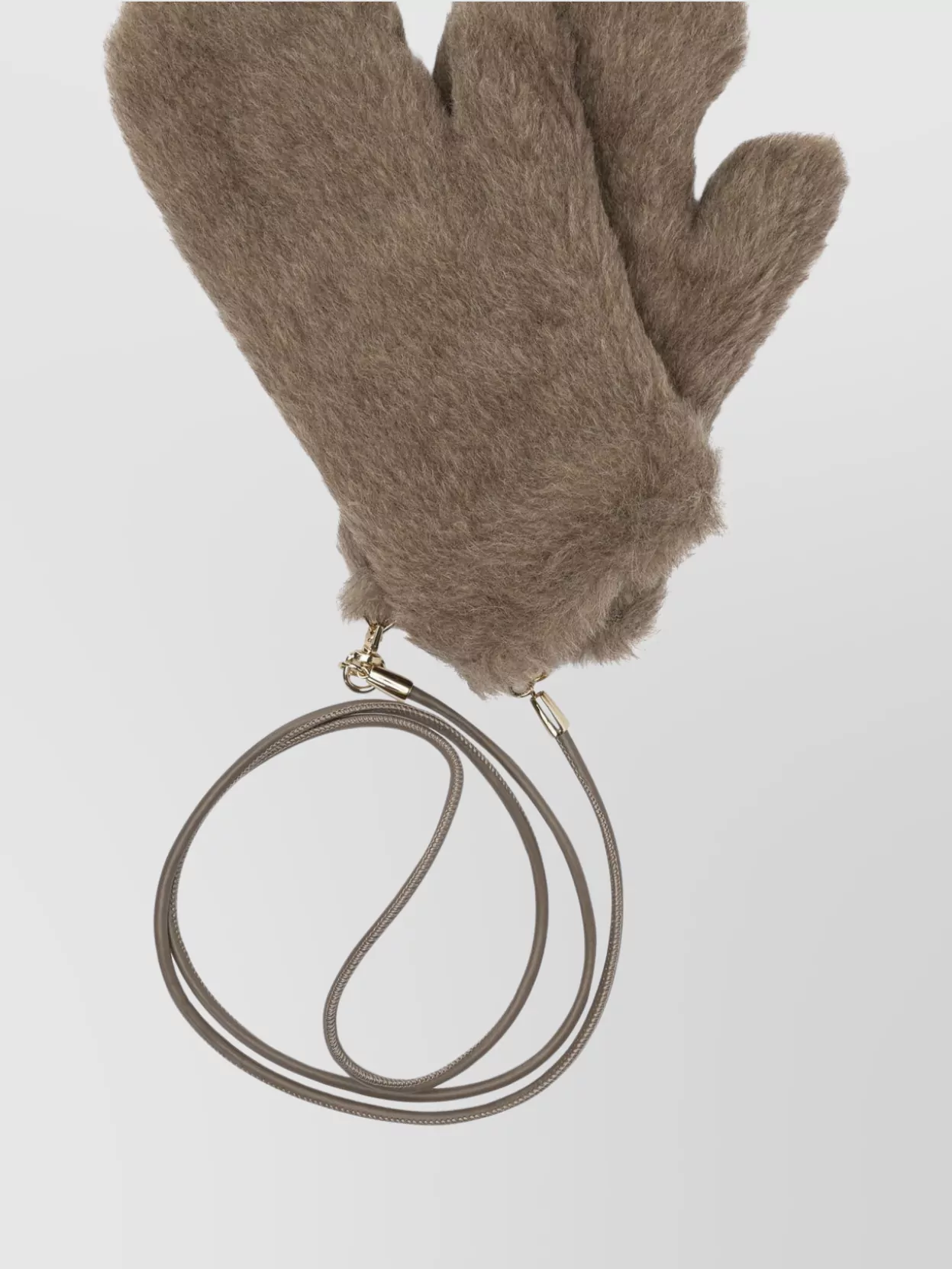 Max Mara Soft Faux Fur Gloves With Detachable Strap In Brown