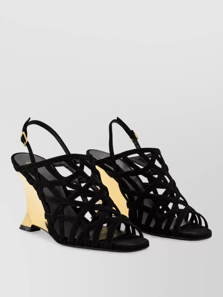 Balmain leather wedge mules
