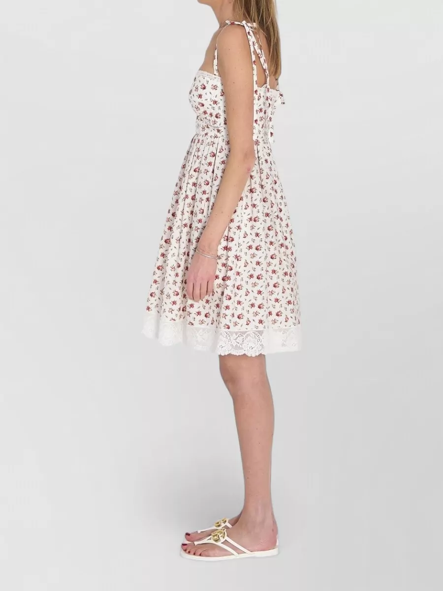 Dolce&Gabbana Poplin Mini Dress Rosebud Print Corset