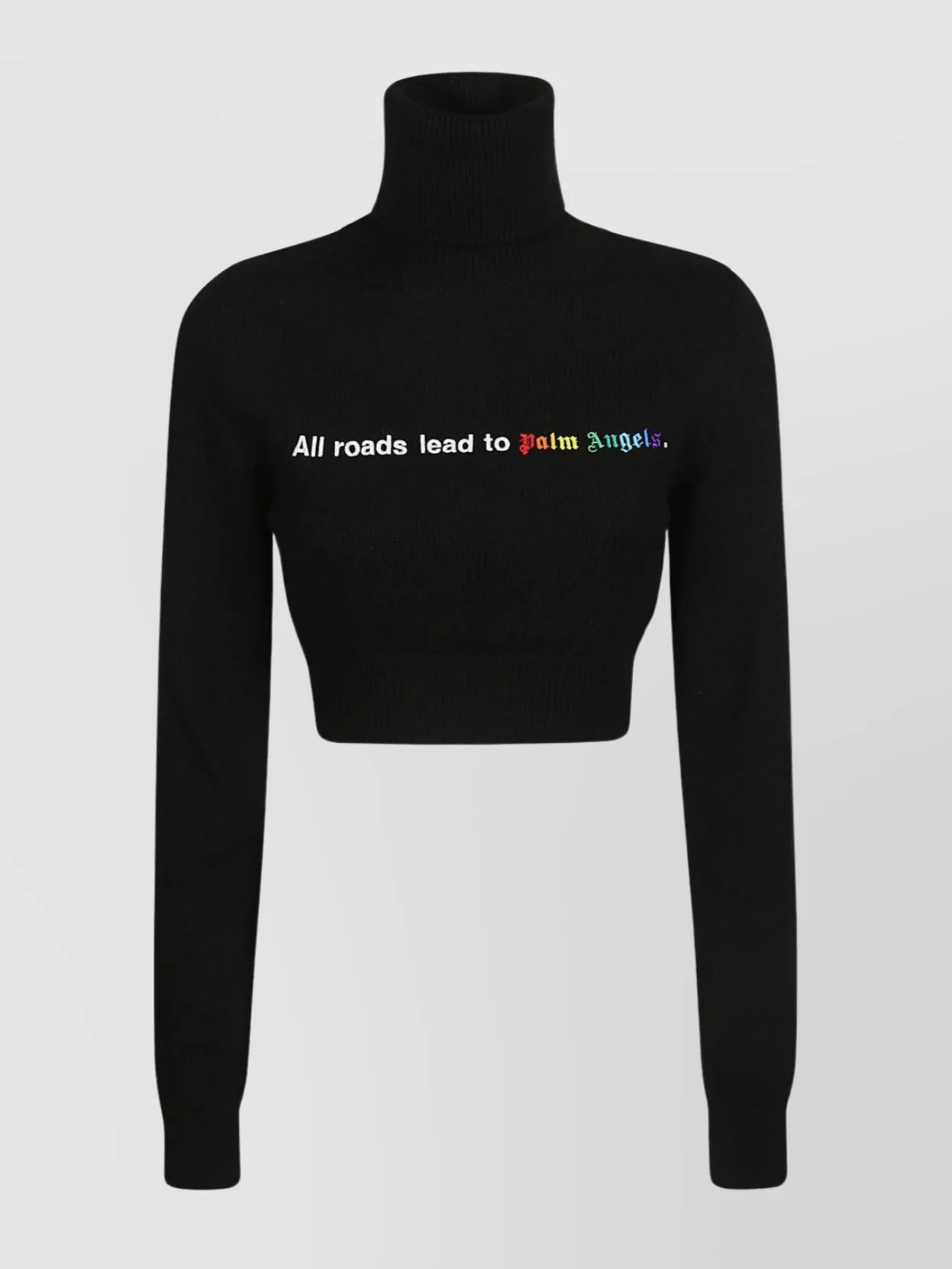 Shop Palm Angels All Roads Text Detail Cropped Turtleneck