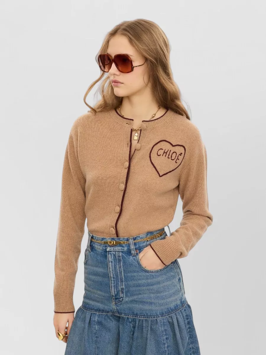 Chloé Ribbed Slim-Fit Crew-Neck Wool Cashmere Cardigan