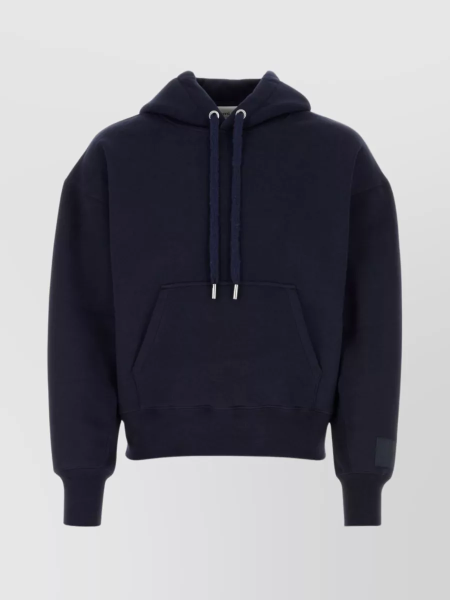 Shop Ami Alexandre Mattiussi Ami De Coeur Cotton Blend Hooded Sweatshirt In Blue
