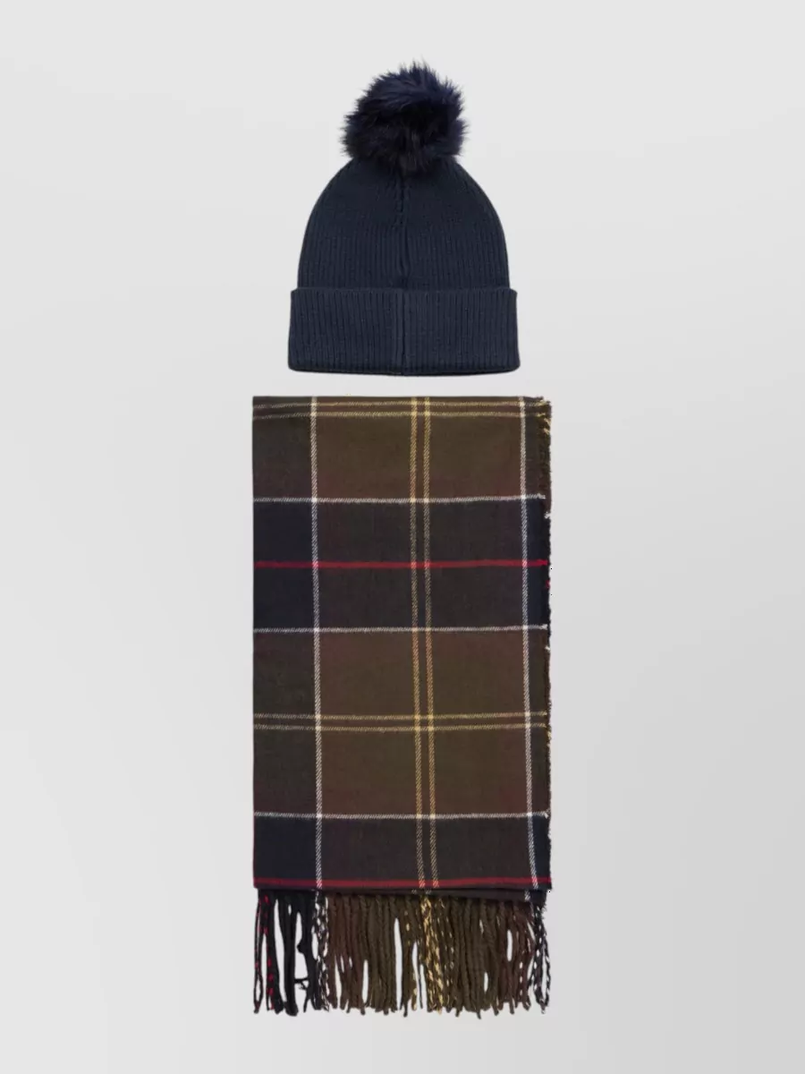 Barbour checked fringe scarf