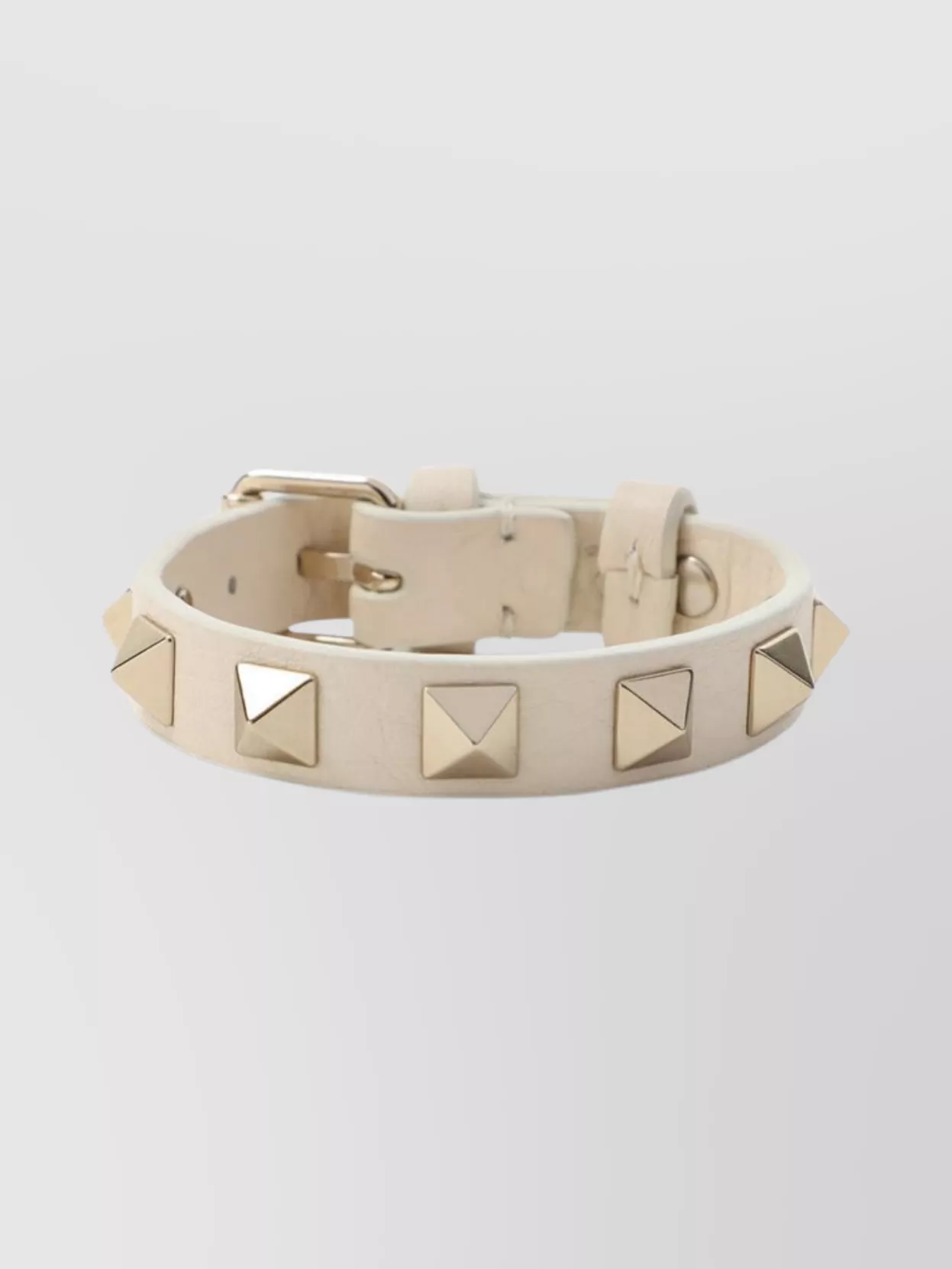 Valentino Garavani Leather Studded Bracelet Metal Accents Adjustable