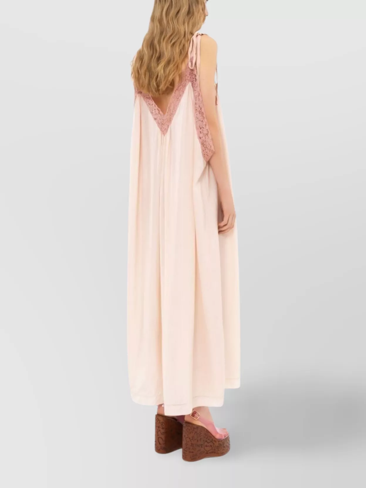 Chloé Silk Lace Floor-length Sleeveless Dress In Pink