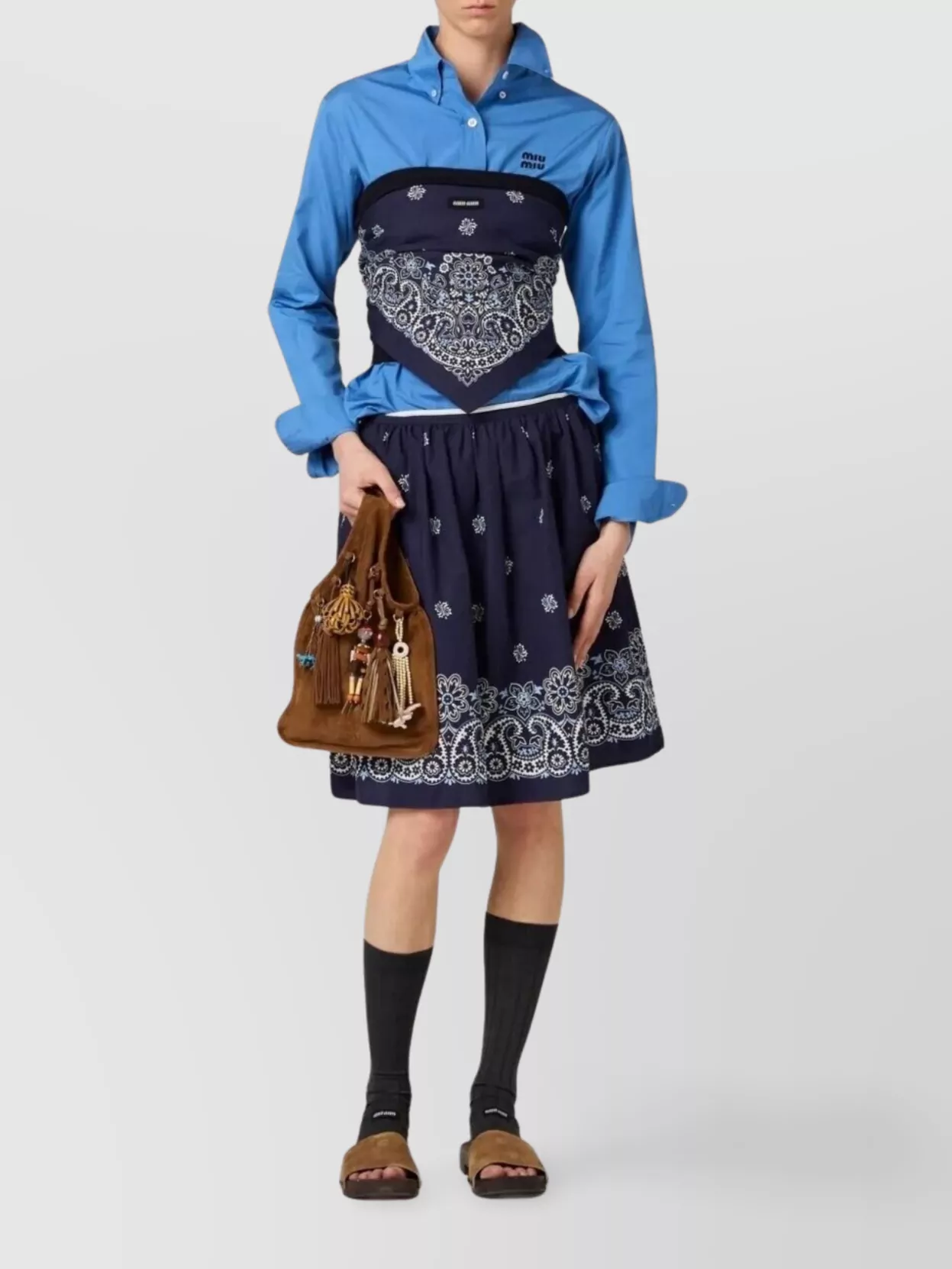 Miu Miu Floral Bordered Gathered Skirt