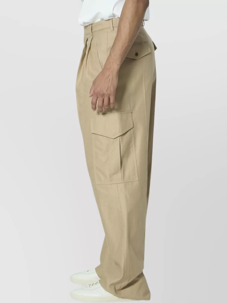 Celine Cotton Mid-Rise Wide-Leg Cargo Trousers