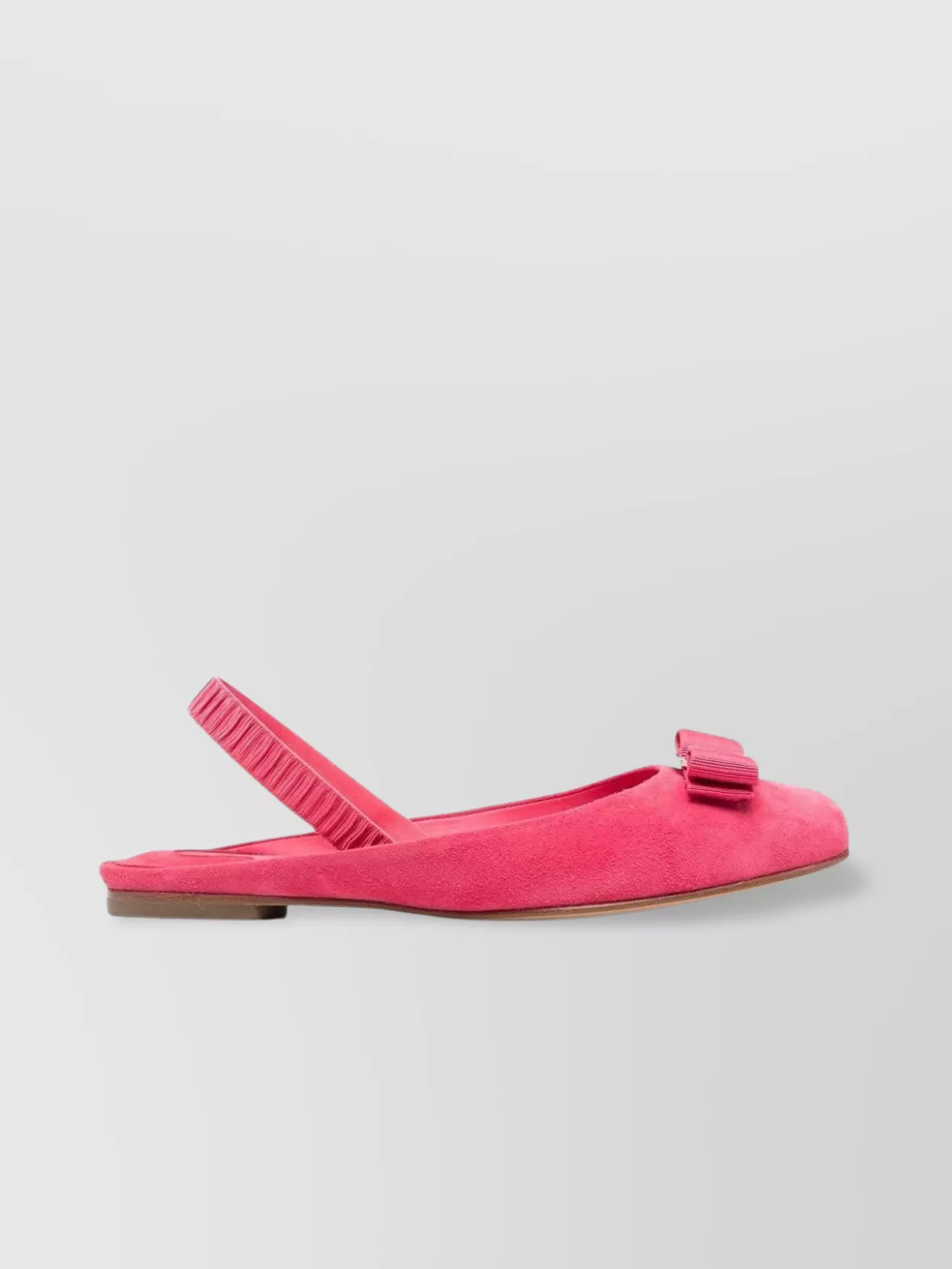 Shop Ferragamo Almond Toe Bow Ballet Flats In Pink