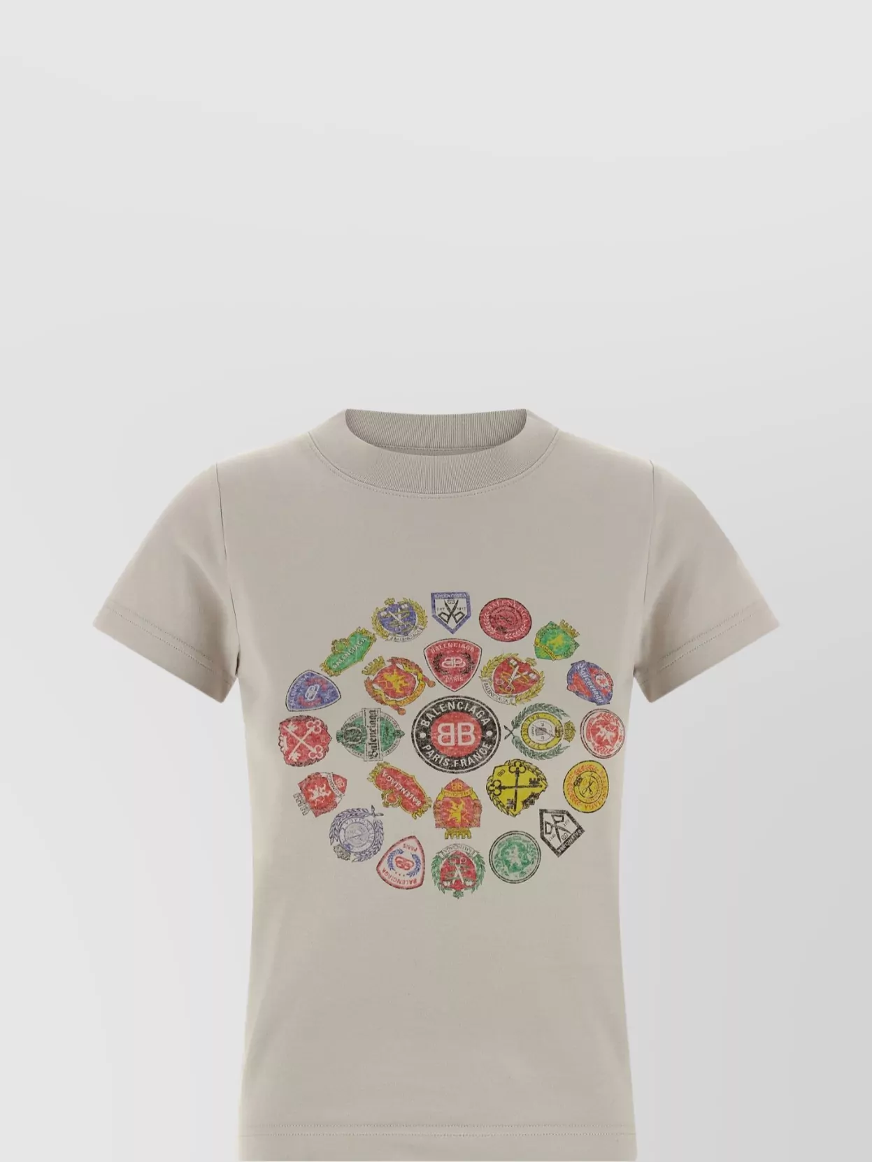 Balenciaga Graphic Logo Crew Neck Short Sleeve T-shirt In Neutral