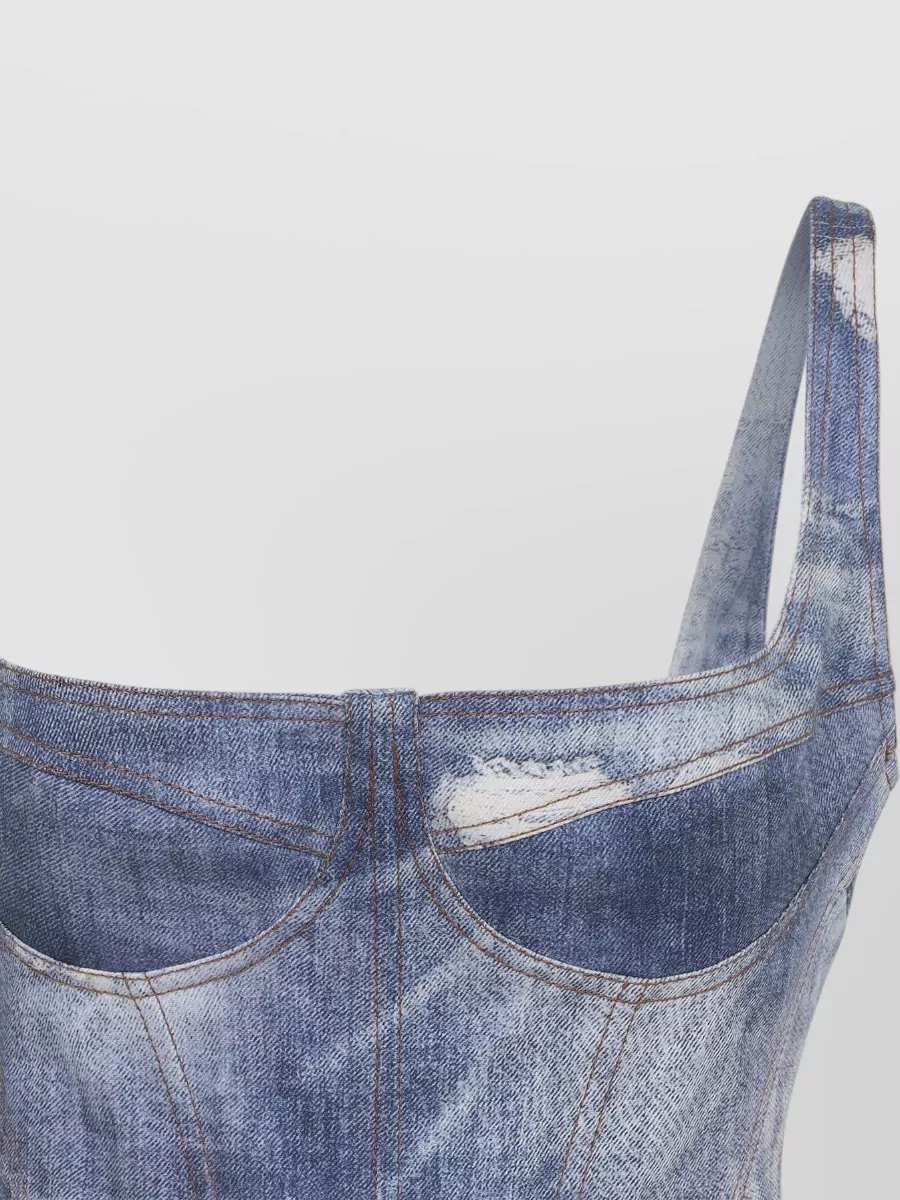 Roberto Cavalli Cotton Mini Dress Sleeveless Denim Look