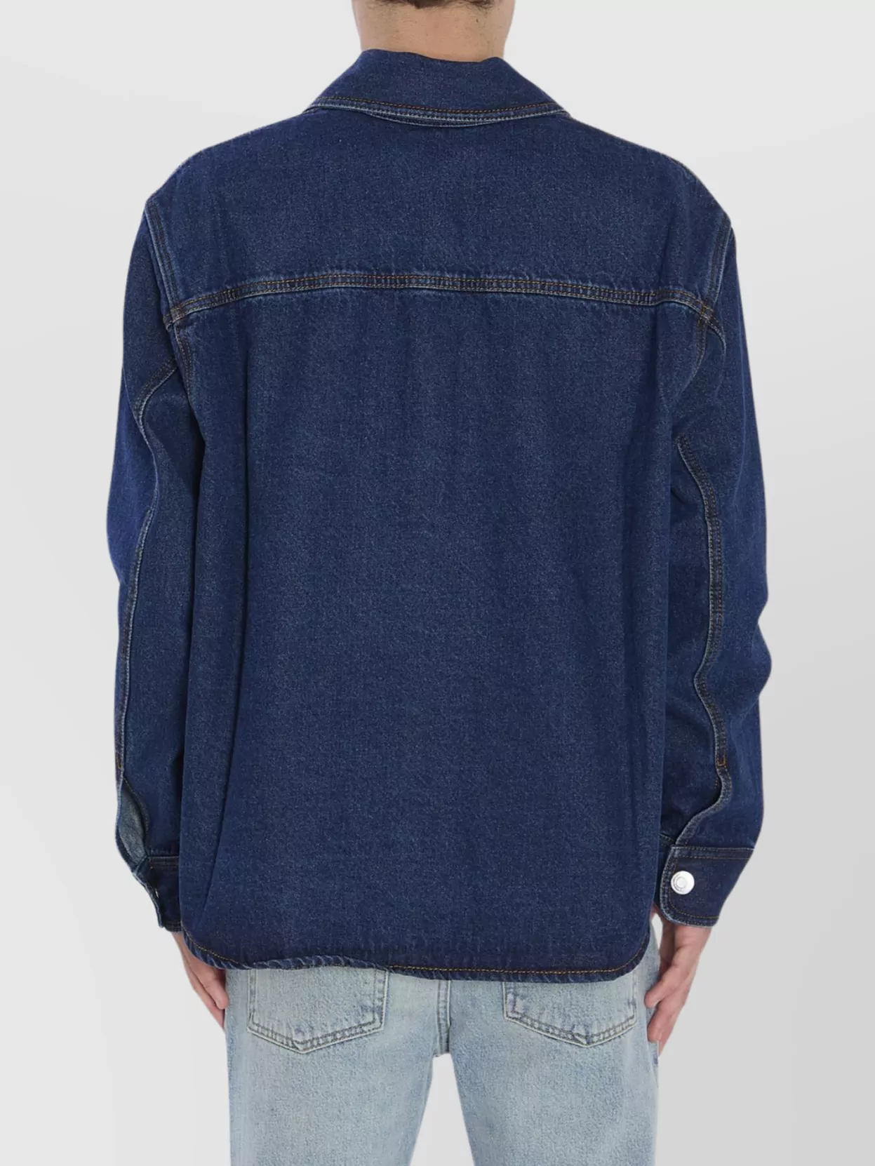 Ami Paris Cotton Denim Long Sleeve Overshirt