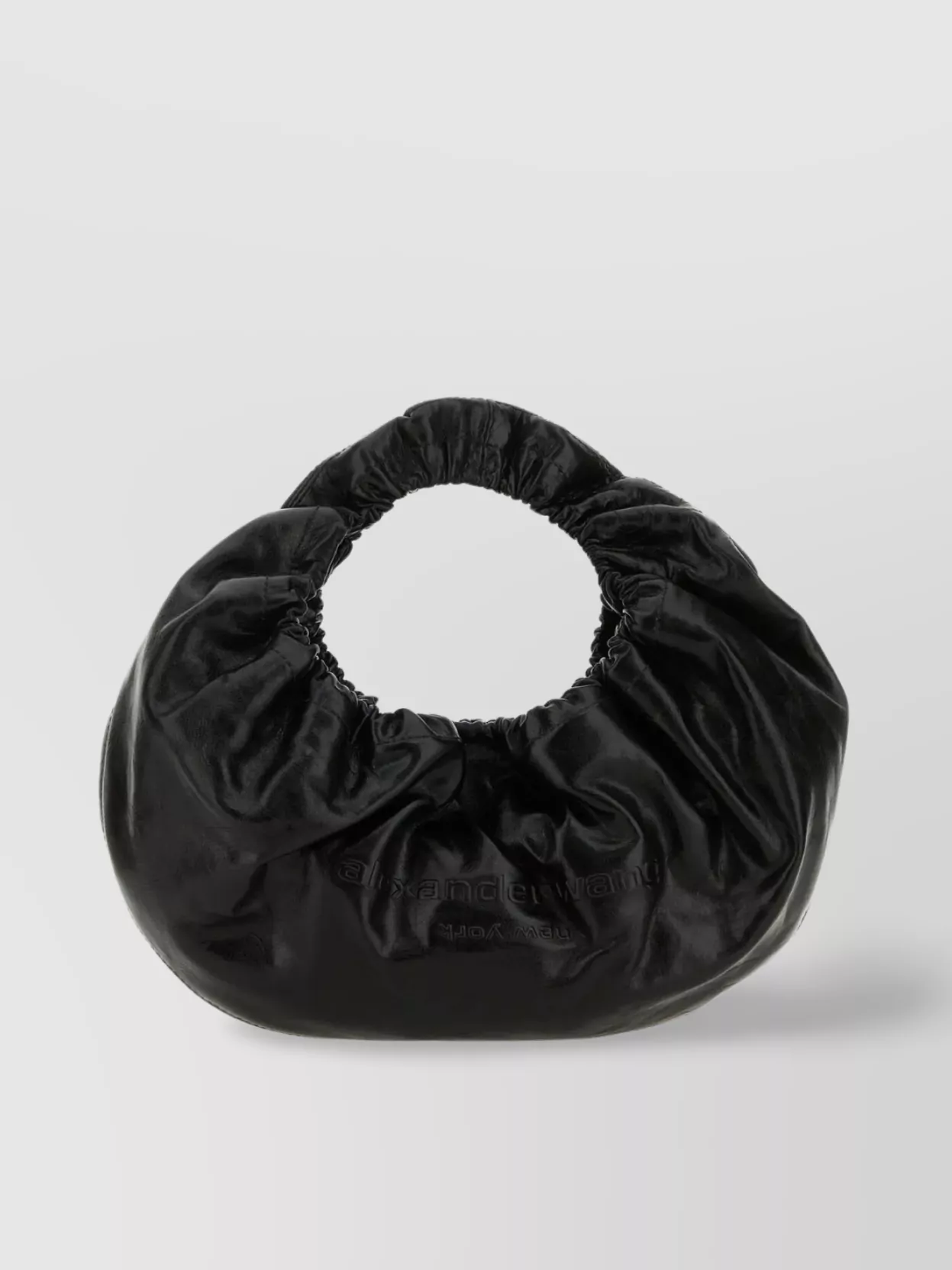 Shop Alexander Wang Gathered Circular Leather Clutch Bag In Black