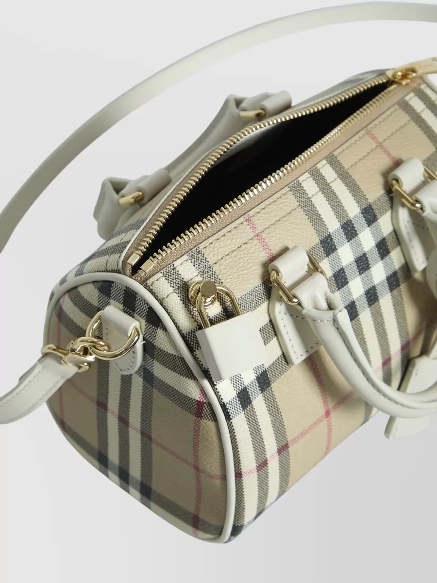 Burberry Mini Bowling Mini Coated Canvas Check Cross-Body Bag