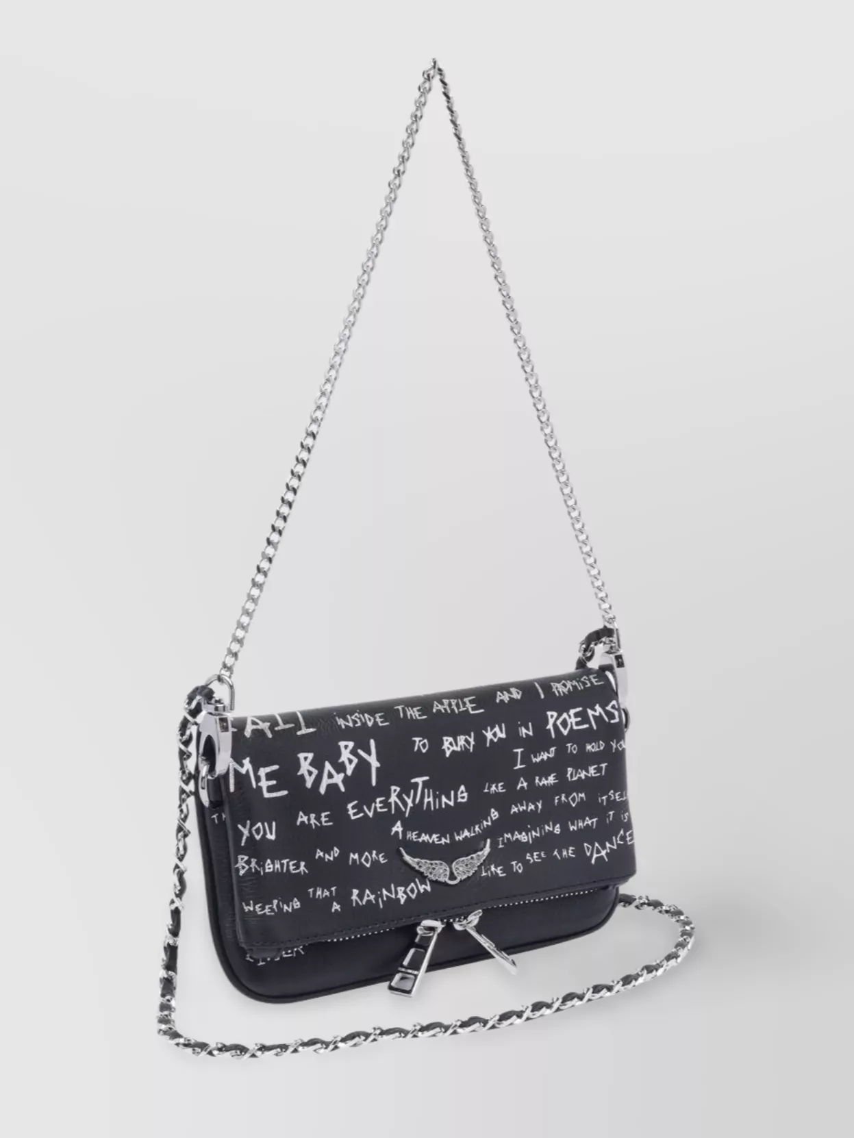 Zadig & Voltaire Rock Graffiti Chain Strap Shoulder Bag