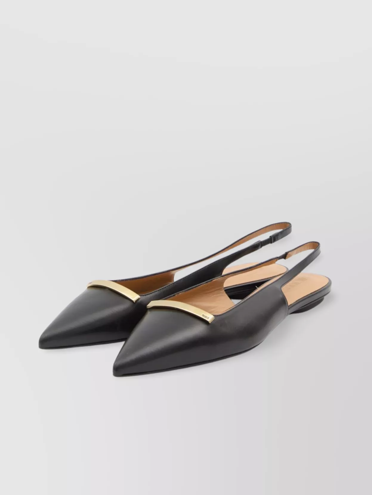 Tod's Leather Flat Ballerinas With Gold-Tone Detail