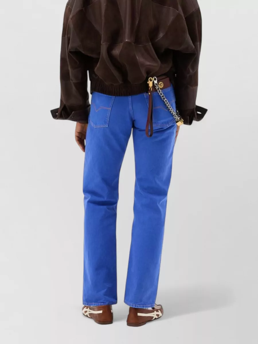 Versace Cotton High-Rise Wide-Leg Straight-Leg Jeans