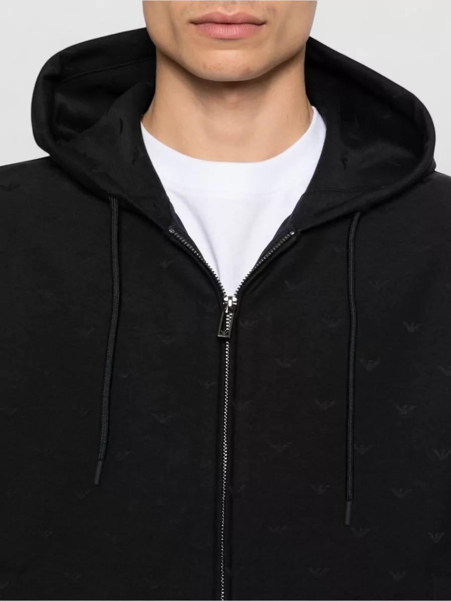 Emporio Armani Cotton Blend Hooded Sweatshirt Long Sleeves