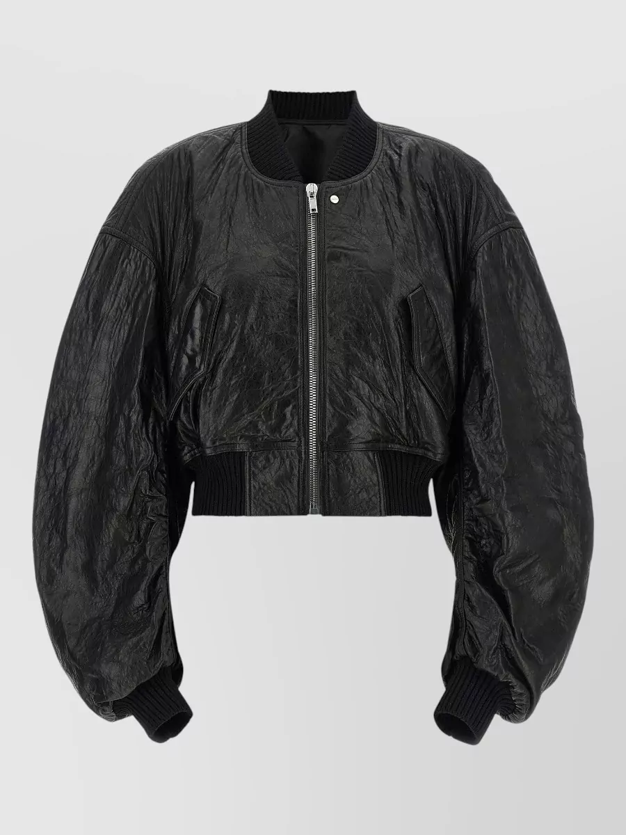 Rick Owens Lamb leather cropped bomber jacket