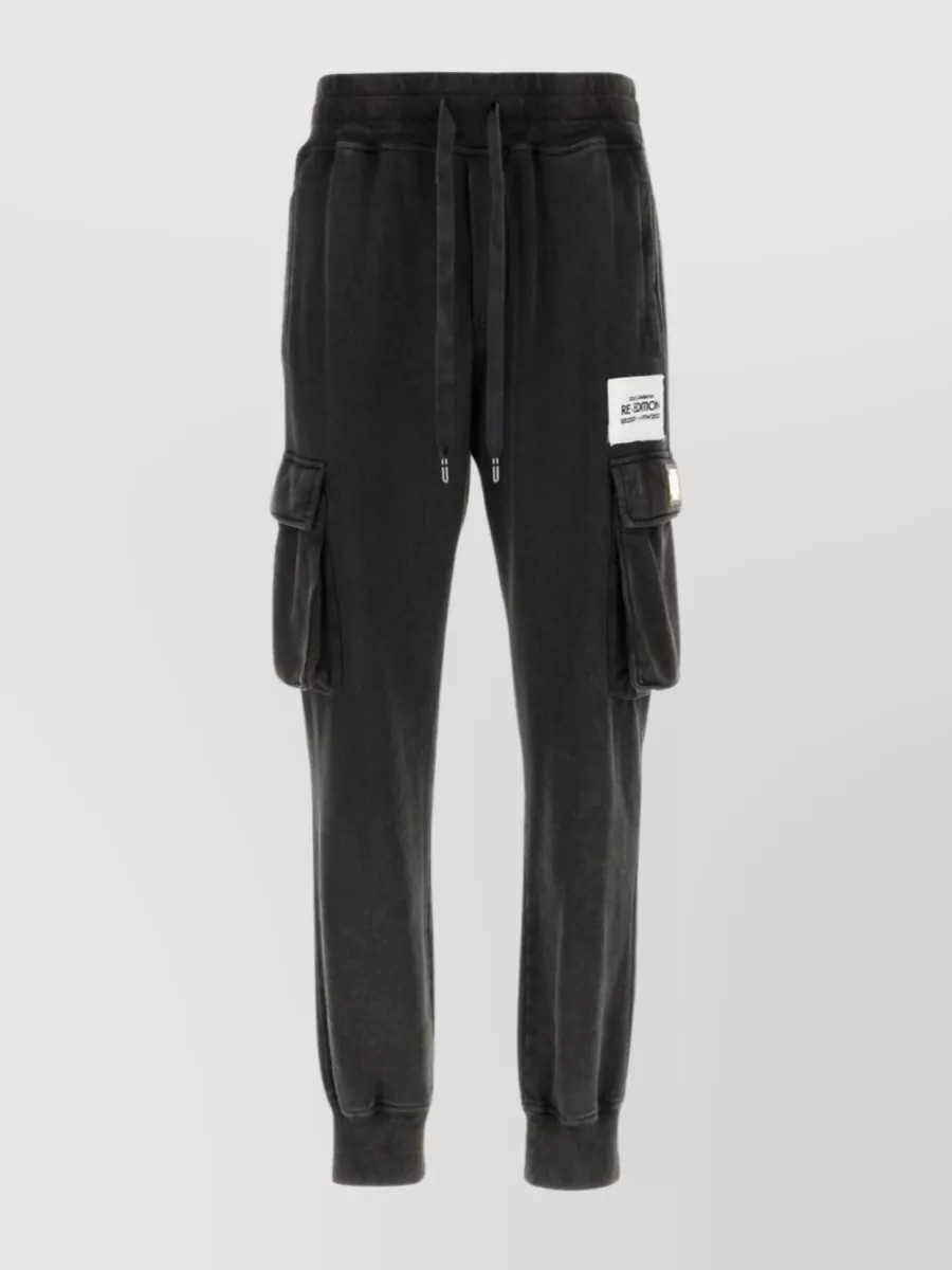 Shop Dolce & Gabbana Cotton Joggers With Versatile Pockets In Black