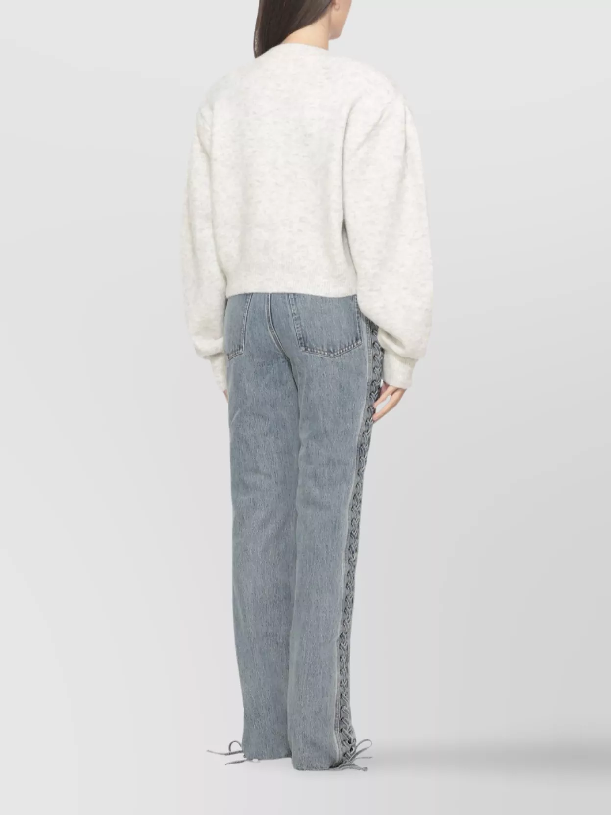Rotate Birger Christensen Cropped Alpaca And Wool Cardigan With V-neck In Gray