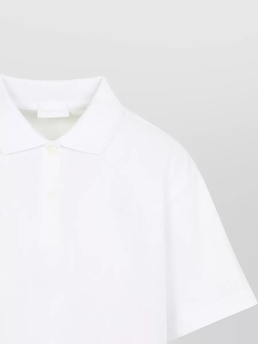 Moncler Cotton Cropped Short-Sleeve Polo Top