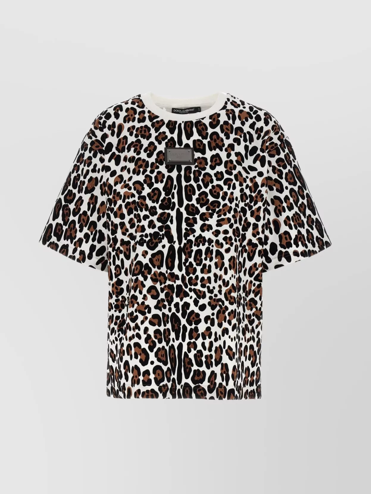 Shop Dolce & Gabbana Animal Print Logo T-shirt With Round Neck