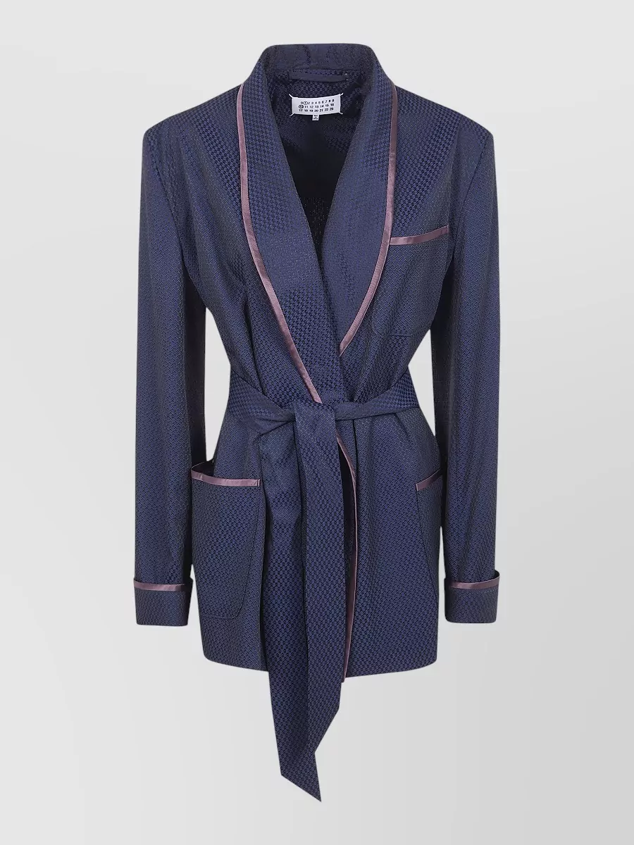 Maison Margiela Belted Coat Contrast Trim Front Pockets