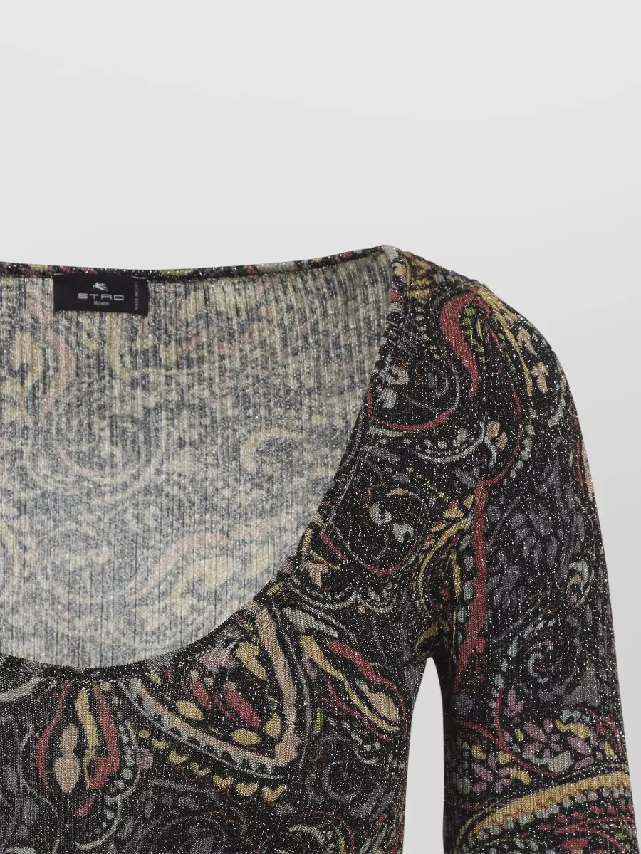 Etro Ribbed Scoop-Neck Long-Sleeve Top
