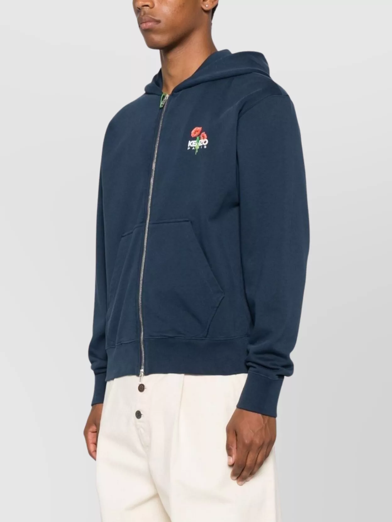 Kenzo Crewneck Sweater With Floral Motif And Hood