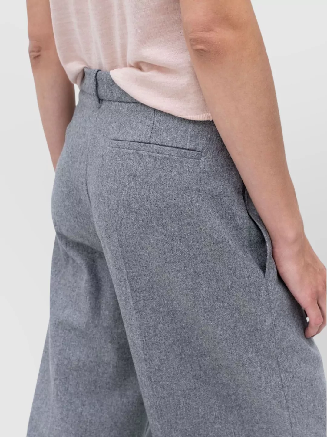 Boss Wide Leg Cotton Trousers Featuring Pockets