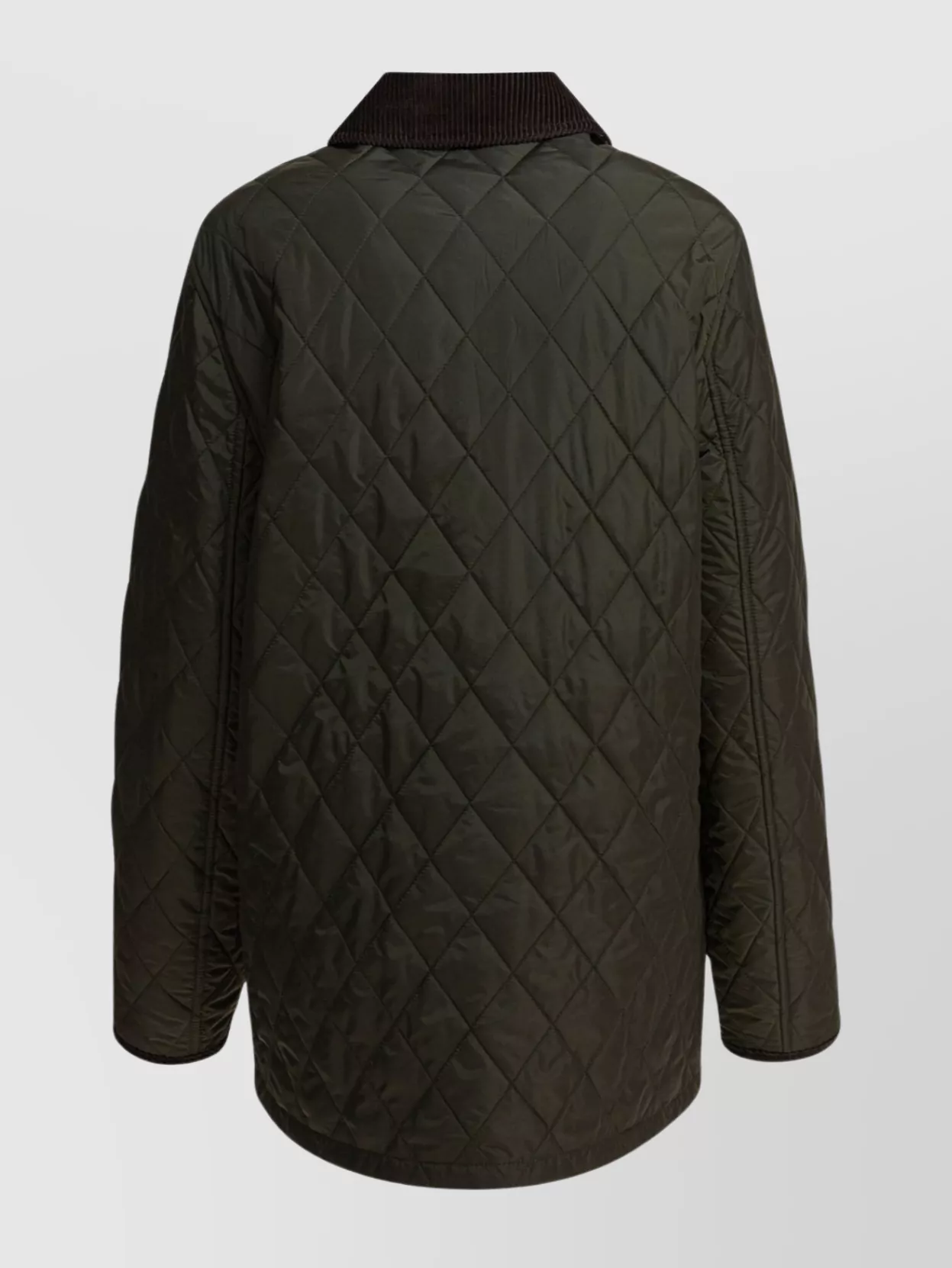 Burberry Quilted Jacket With Corduroy Collar And Pockets In Gray