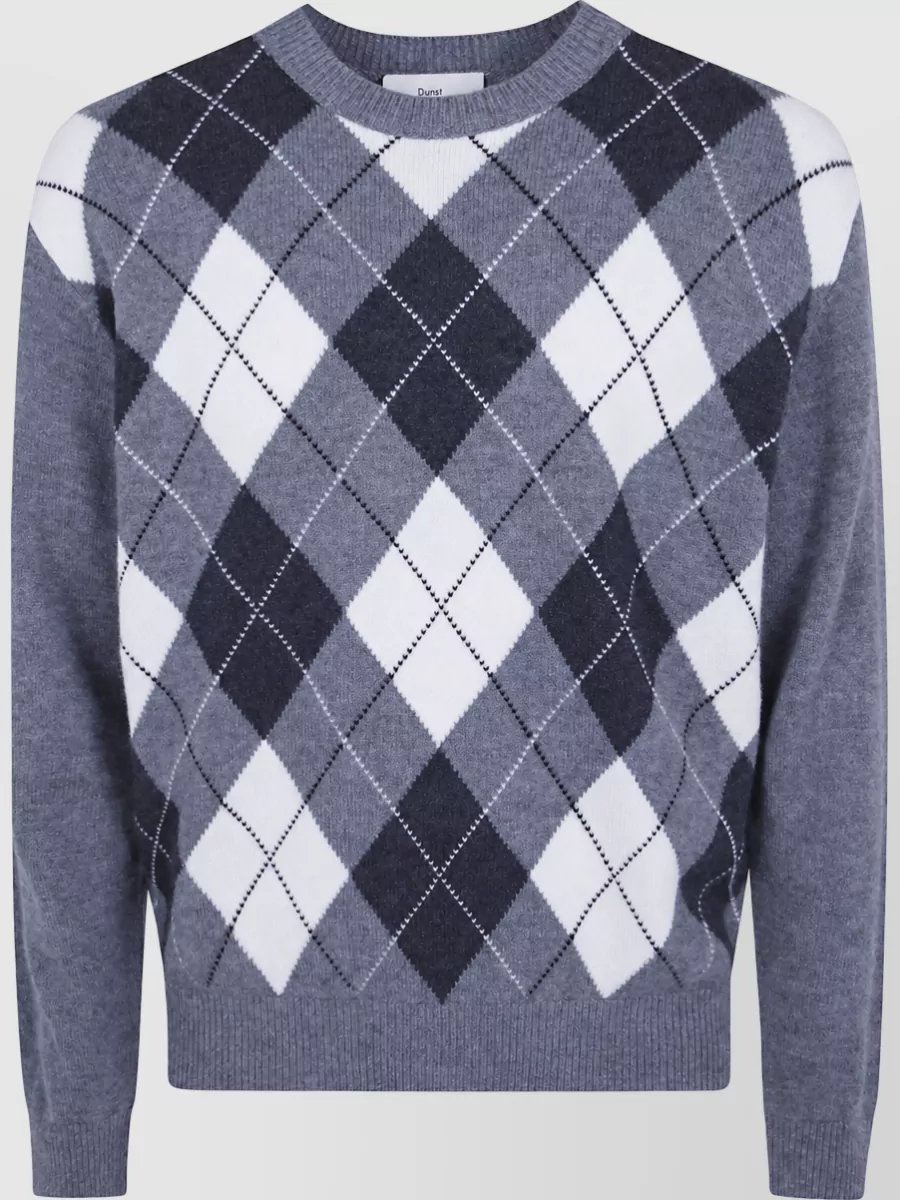 Dunst argyle crew neck jumper