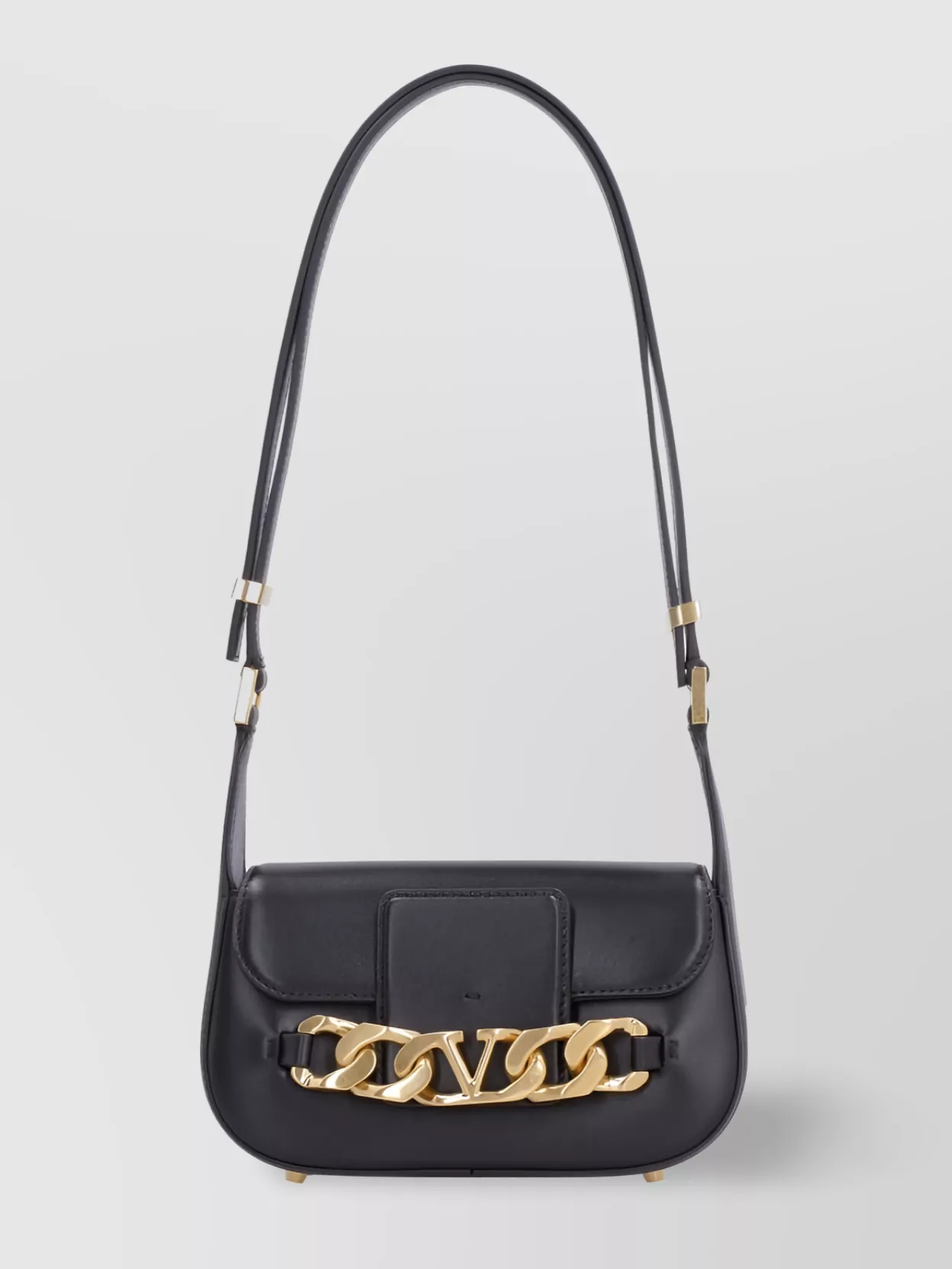 Shop Valentino Chain Detail Adjustable Strap Shoulder Bag In Black