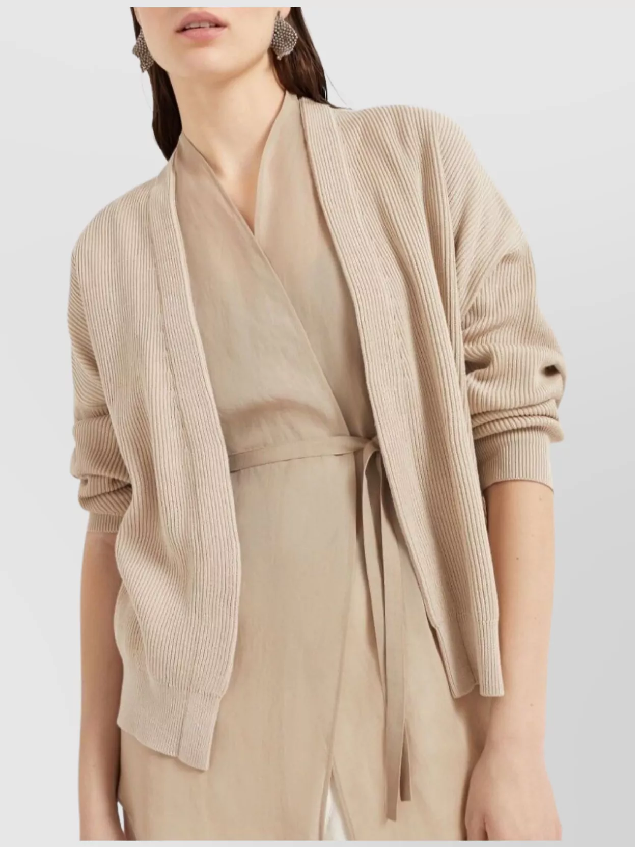 Brunello Cucinelli Cotton Cardigan With Tie Waist And Wrap Design