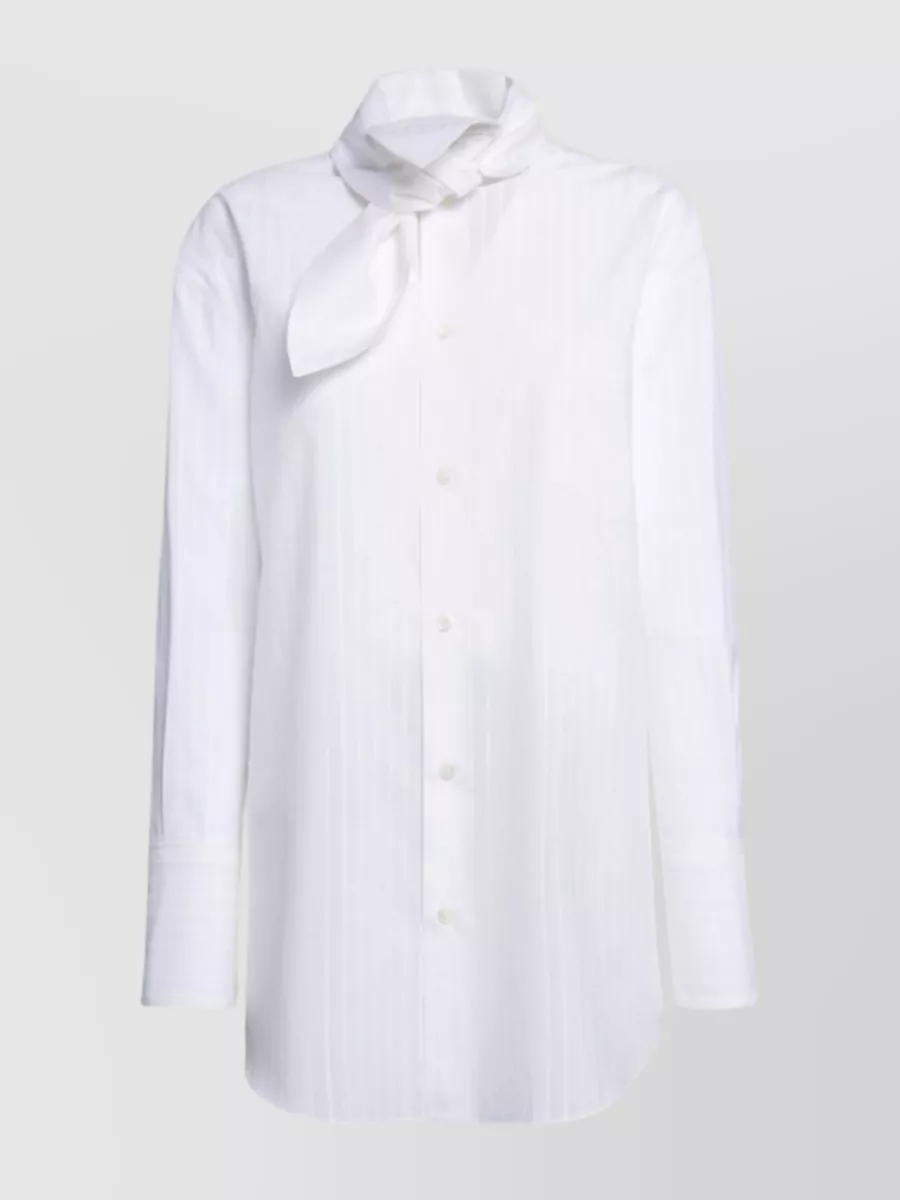 Shop Marni Pinstripe Oversized Collar Shirt In White