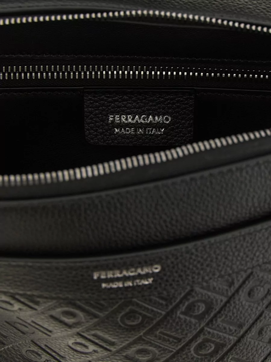 Ferragamo Leather Embossed Crossbody Shoulder Bag