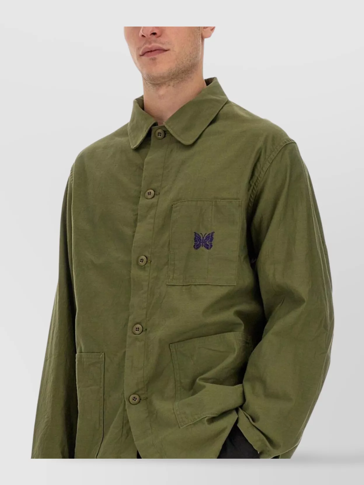 NEEDLES OVERSIZE SHIRT LOGO EMBROIDERY 