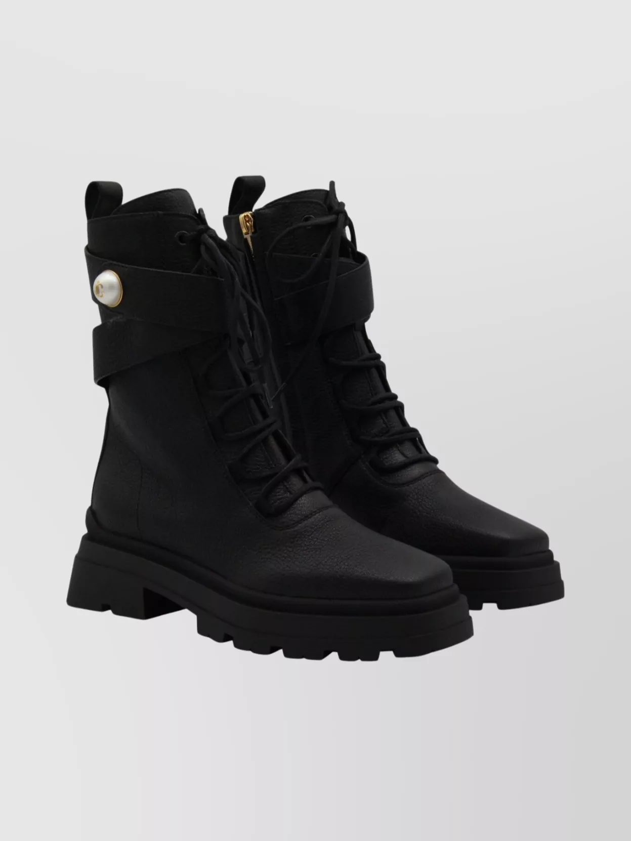 Jimmy Choo Chunky Sole Ankle Boots With Strap Detail In Black