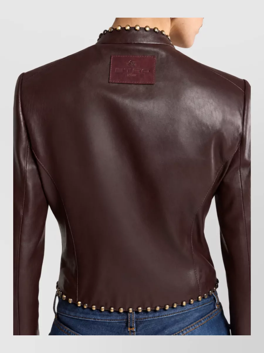 Etro Studded Cropped Leather Jacket