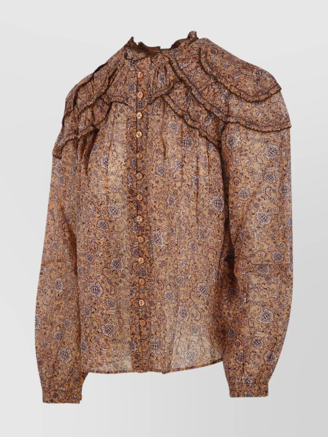 Isabel Marant Etoile Ga Sheer Ruffled Paisley Shirt