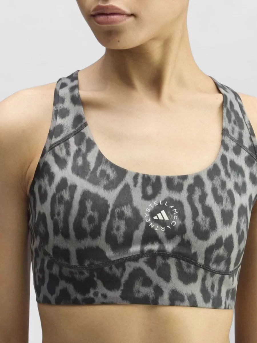 Adidas By Stella Mccartney Leopard-Print Scoop-Neck Racerback Bralette