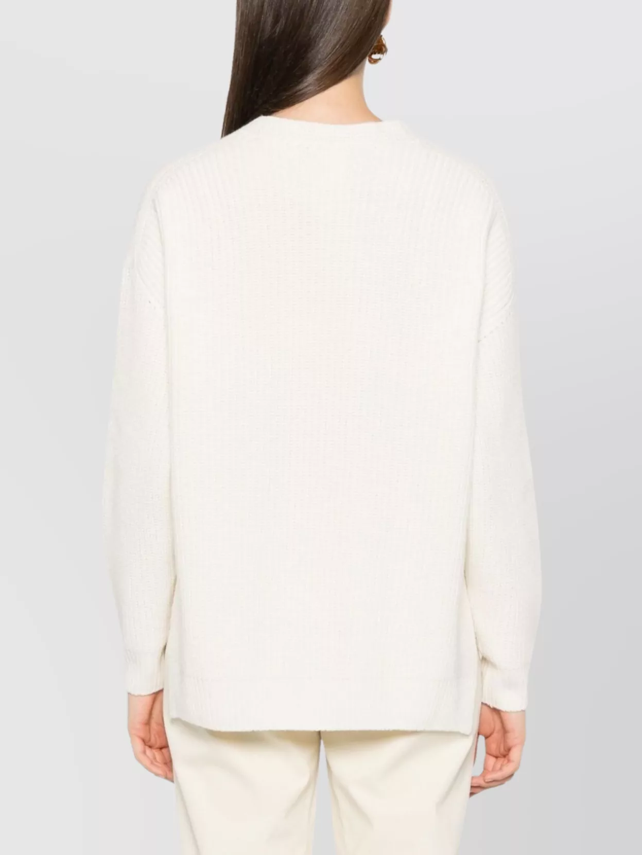 Fabiana Filippi Ribbed Wool V-Neck Jumper With Dropped Shoulders