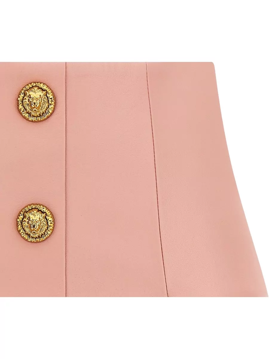Balmain Lion Head Buttoned High Waisted Skirt