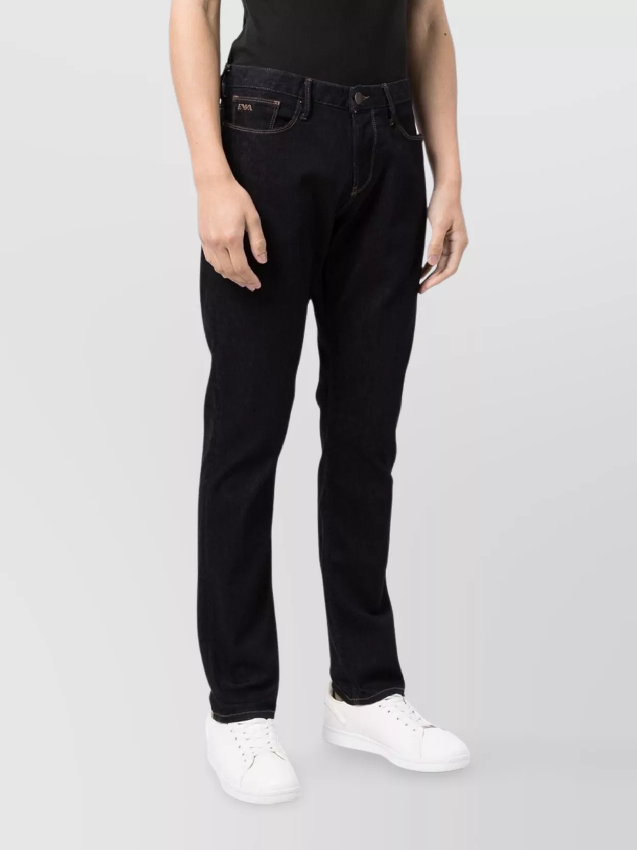 Emporio Armani Mid-Rise Straight Leg Jeans With Five-Pocket Design