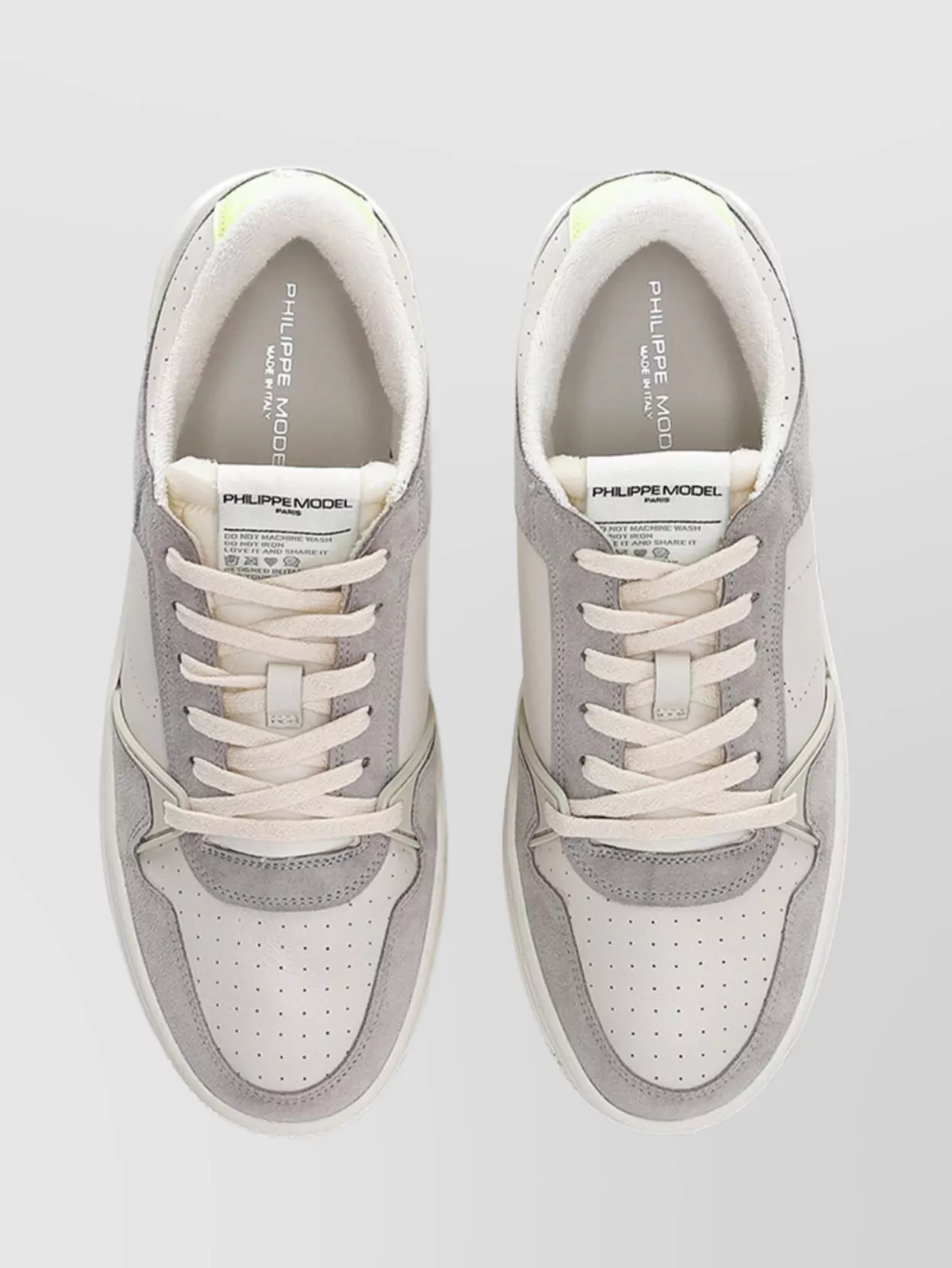 Philippe Model Rubber Sole Perforated Detailing Contrast Paneling In Neutrals