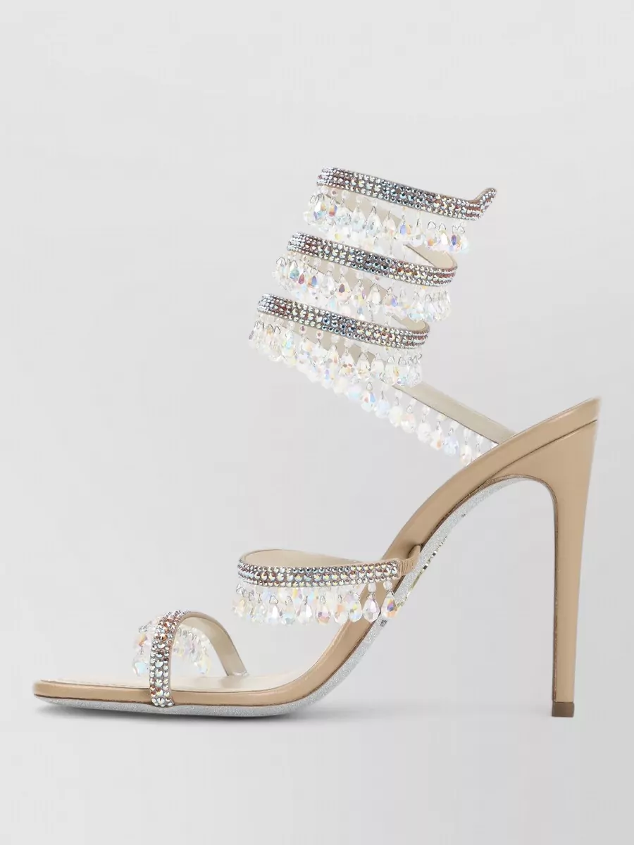 Rene Caovilla Crystal-Embellished Satin High-Heel Sandals