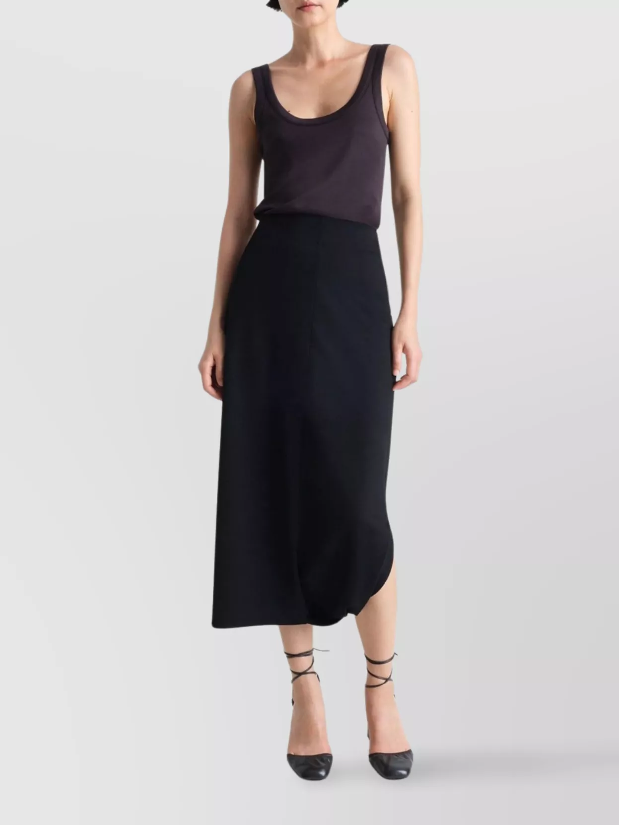 Lemaire Twisted Hem Skirt With Asymmetric Slit