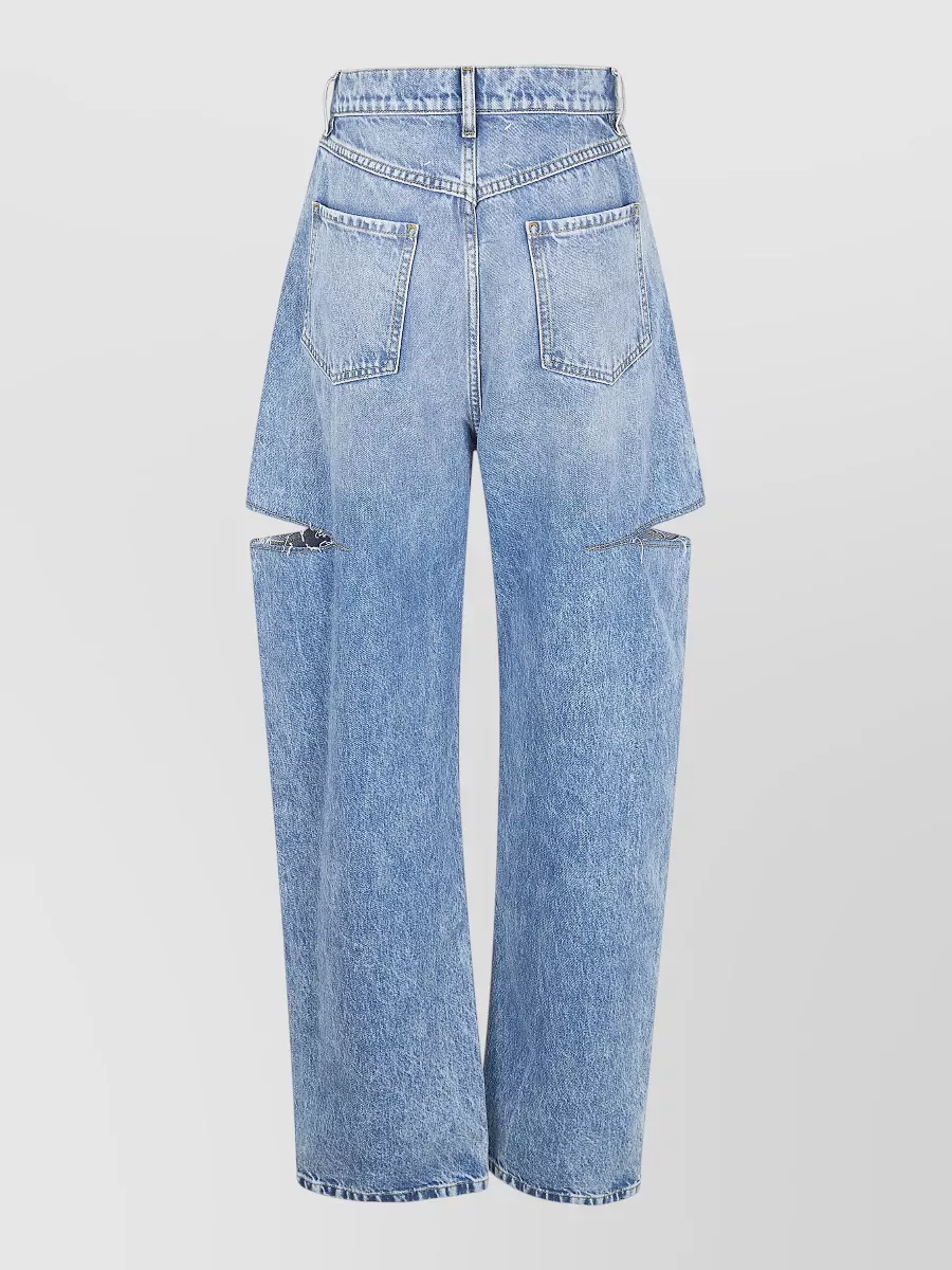 Maison Margiela High Waist Wide Leg Denim Trousers In Blue